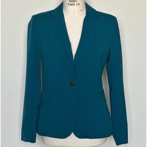 Zara Teal Single-Button Blazer